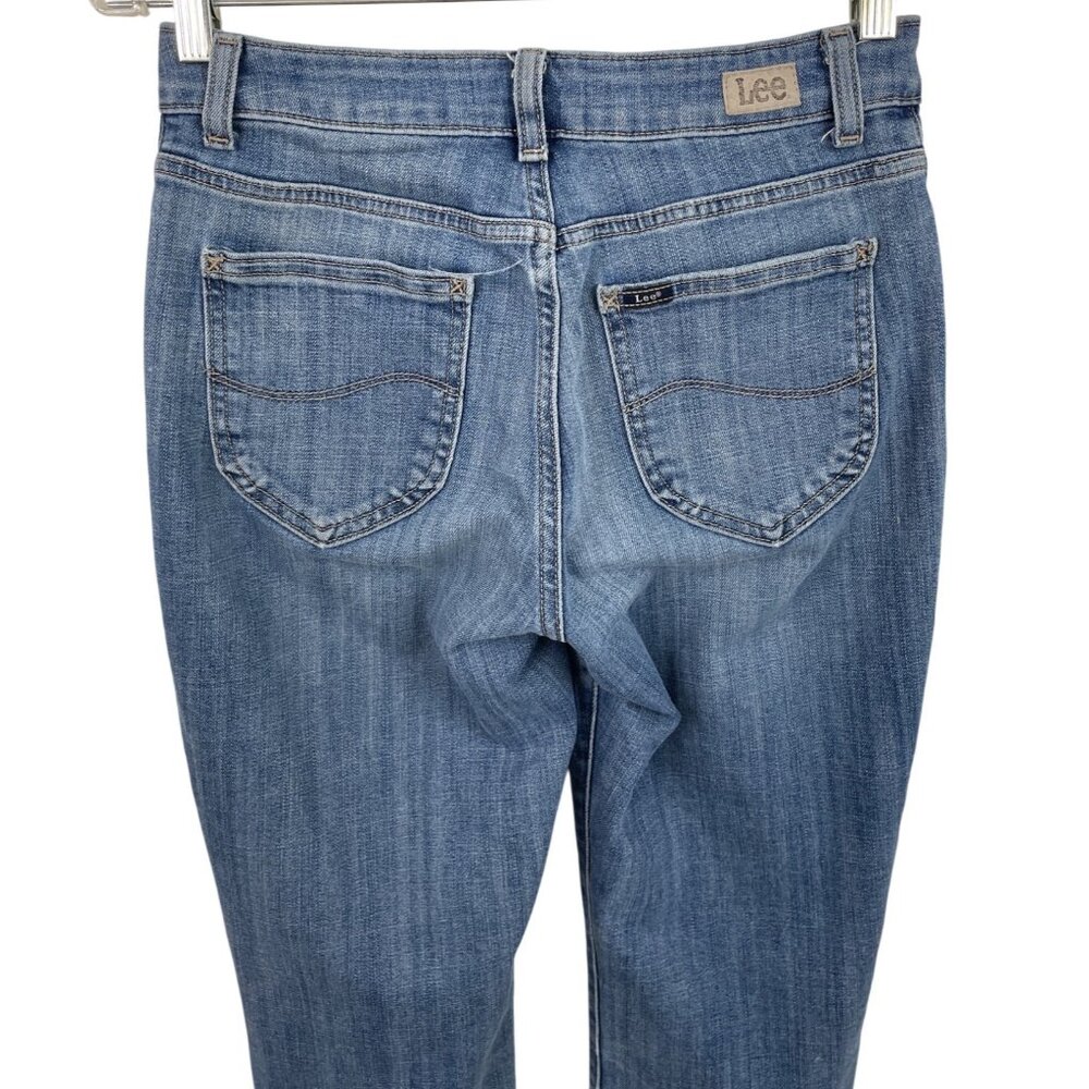 Lee Regular Fit Straight Leg Mid Rise Women's Size 6 Dark Blue Denim Jeans - Picture 5 of 9